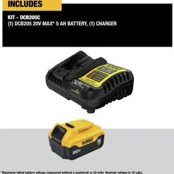 Factory Reconditioned Dewalt 20V MAX 5 Ah Lithium-Ion Battery and Charger Kit