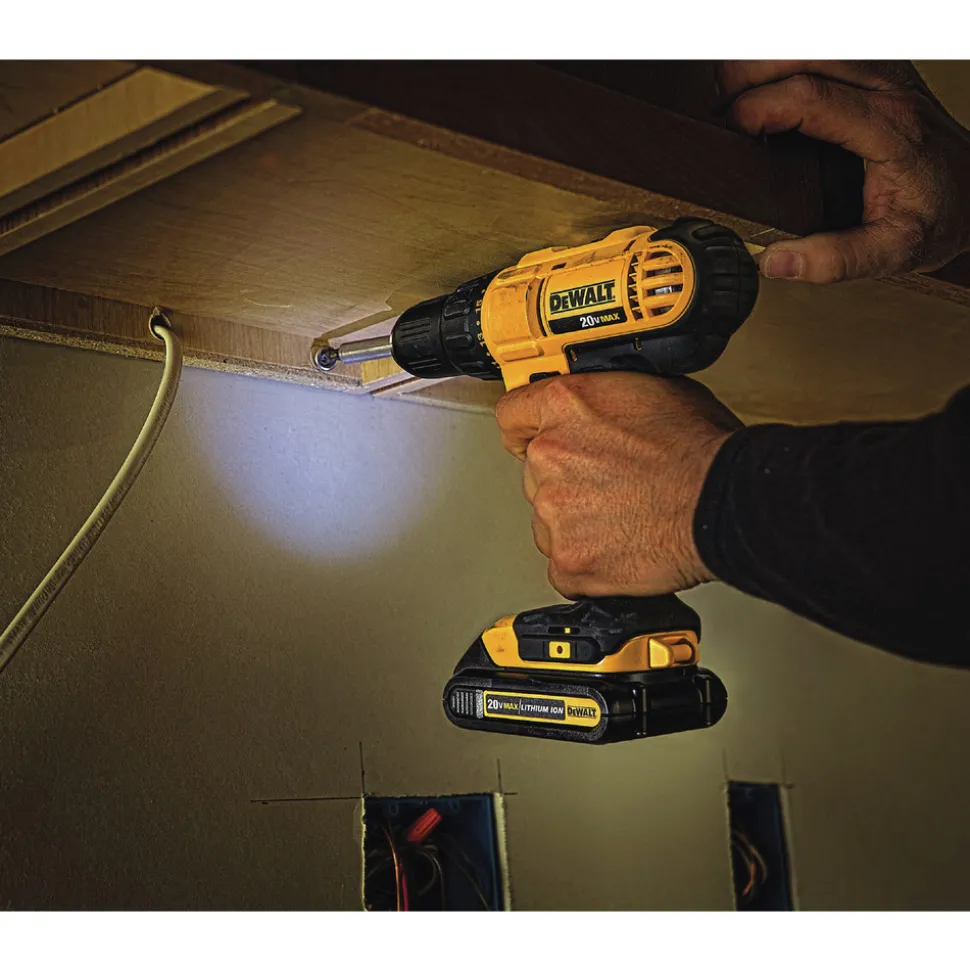 Factory Reconditioned Dewalt 20V MAX Lithium-Ion 1/2 in. Compact Cordless Drill Driver Kit (1.3 Ah)