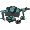 Factory Reconditioned Makita 18V LXT Brushless Lithium-Ion 1/2 in. Cordless Hammer Drill Driver and 4-Speed Impact Driver Combo Kit with 2 Batteries (5 Ah)