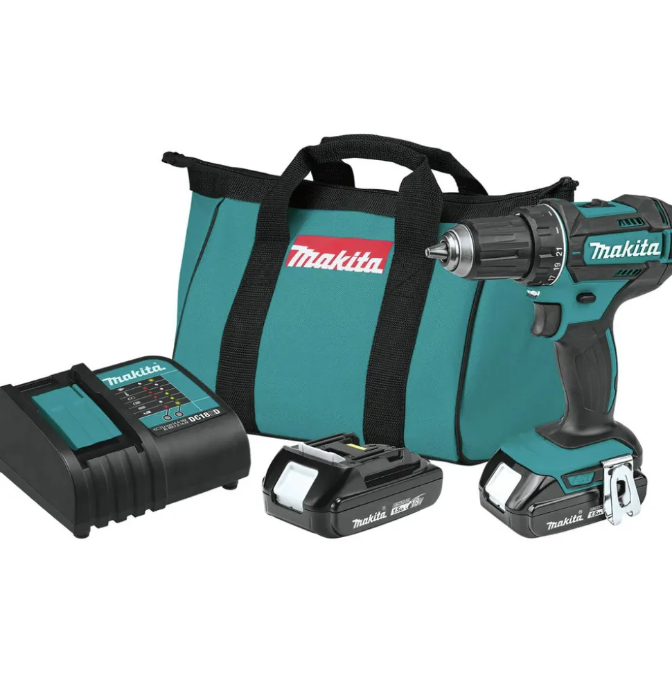 Factory Reconditioned Makita 18V LXT Brushed Lithium-Ion 1/2 in. Cordless Compact Drill Driver Kit with 2 Batteries (1.5 Ah)