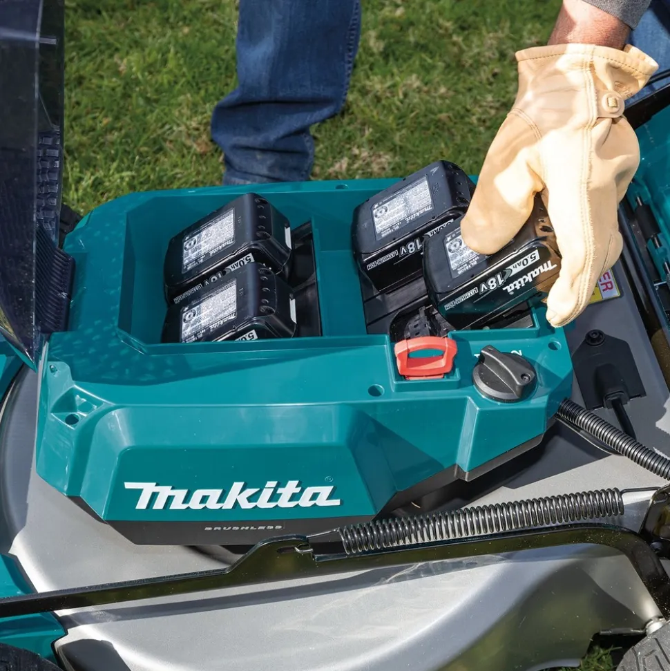 Factory Reconditioned Makita 18V X2 (36V) LXT Brushless Lithium-Ion 21 in. Cordless Self-Propelled Commercial Lawn Mower Kit with 4 Batteries (5 Ah)
