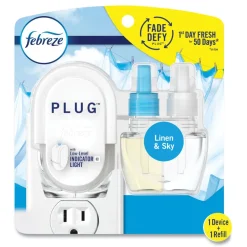 Febreze PLUG 6.54 in. x 2.99 in. x 5.98 in. Air Freshener Warmer Start Kit - Clear/White (4/Carton)