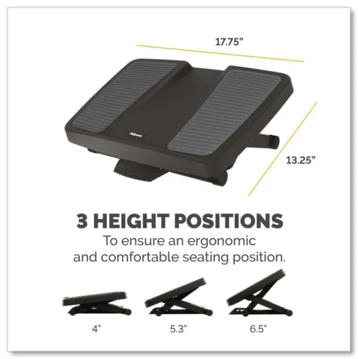 Fellowes Mfg Co. 17.75 in. W x 13.25 in. D x 4 in. to 6.5 in. H HPS Ultimate Foot Support - Black/Gray