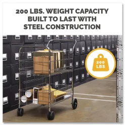 Fellowes Mfg Co. 21.5 in. x 37.5 in. x 39.25 in. Wire Mail Cart - Chrome