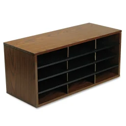 Fellowes Mfg Co. 12 Section 29 in. x 11.88 in. x 12.94 in. Particle Board Desktop Sorter - Medium Oak