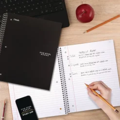 Five Star 10.5 in. x 8.63 in. Sheets Wide/Legal Rule 1-Subject Wirebound Notebook - Black Cover