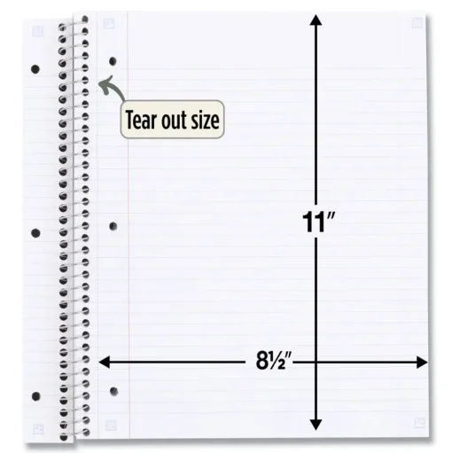 Five Star 11 in. x 8.5 in. Sheets Medium/College Rule 1-Subject Recycled Notebook - Randomly Assorted Cover Color