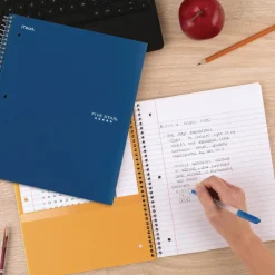 Five Star 11 in. x 9.13 in. Sheets Medium/College Rule 1-Subject Wirebound Notebook - Blue Cover