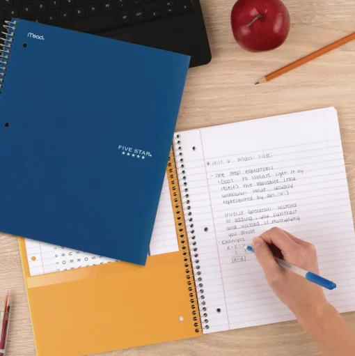 Five Star 11 in. x 9.13 in. Sheets Medium/College Rule 1-Subject Wirebound Notebook - Blue Cover