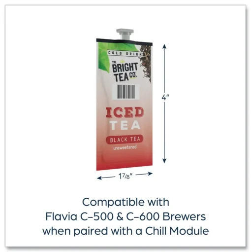 FLAVIA The Bright Tea Co. Tea Freshpack - Unsweetened Iced Black (100/Carton)