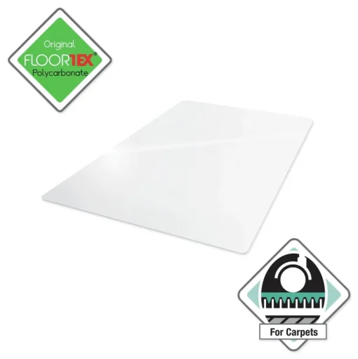 Floortex 60 in. x 48 in. Cleartex Ultimat Polycarbonate Chair Mat for High Pile Carpets - Clear