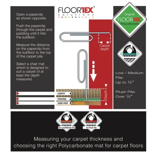Floortex Cleartex Ultimat 48 in. x 60 in. Polycarbonate Chair Mat for Low/Medium Pile Carpet - Clear