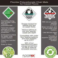 Floortex Cleartex Ultimat 48 in. x 60 in. Polycarbonate Chair Mat for Low/Medium Pile Carpet - Clear