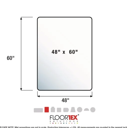 Floortex Cleartex Unomat 60 in. x 48 in. Anti-Slip Chair Mat for Hard Floors and Flat Pile Carpets - Clear