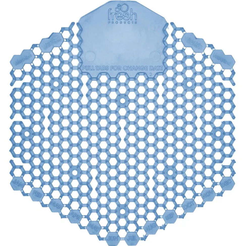 Fresh Products Wave 3D Urinal Deodorizer Screen - Blue, Cotton Blossom Scent (10/Box, 6 Boxes/Carton)