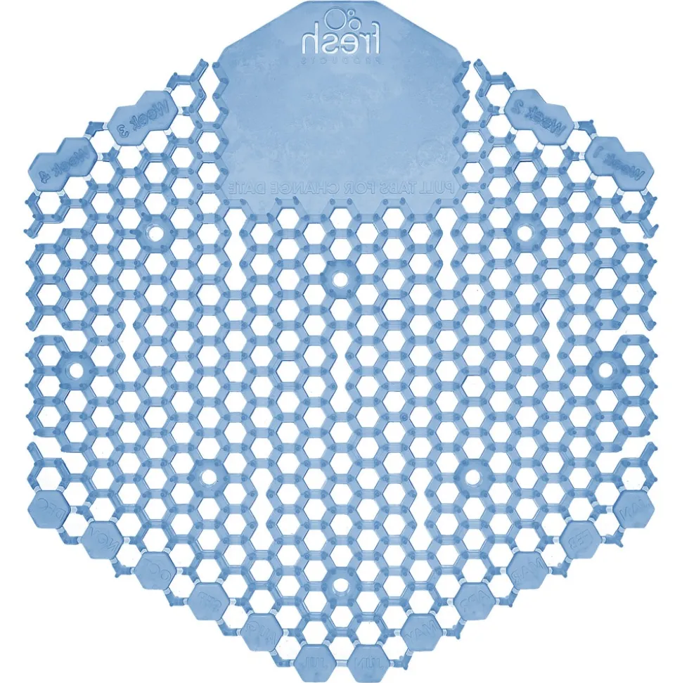 Fresh Products Wave 3D Urinal Deodorizer Screen - Blue, Cotton Blossom Scent (10/Box, 6 Boxes/Carton)