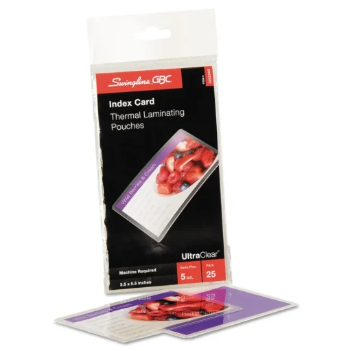 GBC UltraClear 5.5 in. x 3.5 in. 3 mil Thermal Laminating Pouches - Gloss Clear (25/Pack)