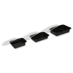 GEN FCPP-BC-38RECT 8.81 in. x 6.02 in. x 2.48 in. 38 oz. Plastic Microwavable Food Container with Lid - Rectangular Black/Clear (150/Carton)
