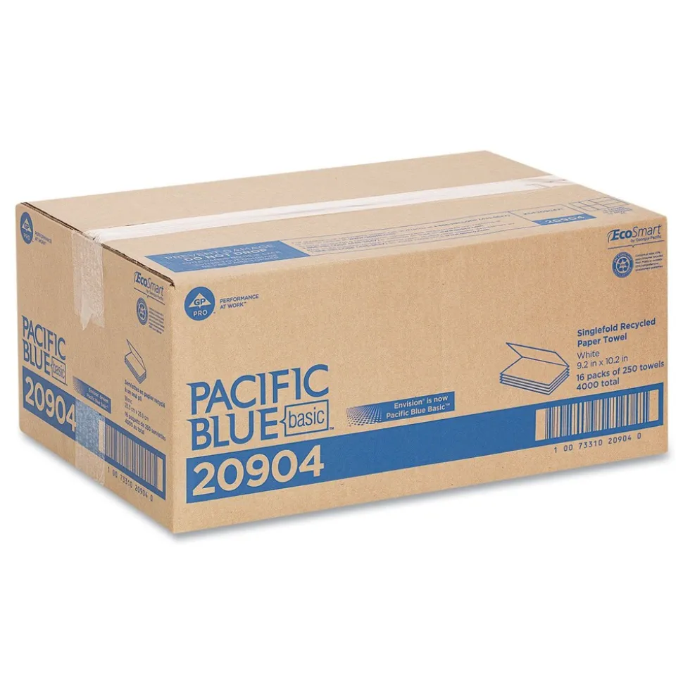 Georgia Pacific Professional 10.25 in. x 9.25 in. 1-Ply Pacific Blue Basic S-Fold Paper Towels - White (4000/Carton)