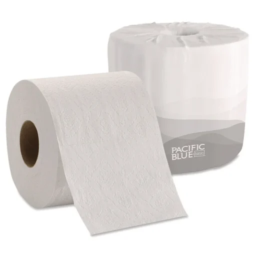 Georgia Pacific Professional 19881/01 1-Ply Pacific Blue Basic Embossed Septic Safe Bathroom Tissue - White (80 Rolls/Carton)