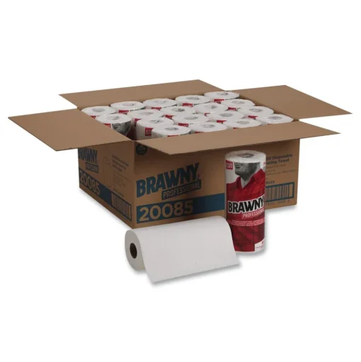 Georgia-Pacific 20085 11 in. x 9.38 in. 1-Ply Premium DRC Perforated Roll Wipers - Unscented, White (20 Rolls/Carton)