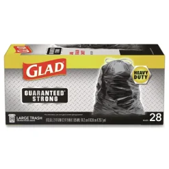 Glad 30 in. x 33 in. 1.05 mil 30 Gallon Three-Ply Drawstring Trash Bags - Black/Large (28/Box)