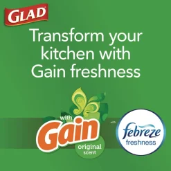 Glad ForceFlex 24 in. x 27.38 in. 13 Gallon Kitchen Drawstring Trash Bags - Gain Original Scent/White (240/Carton)