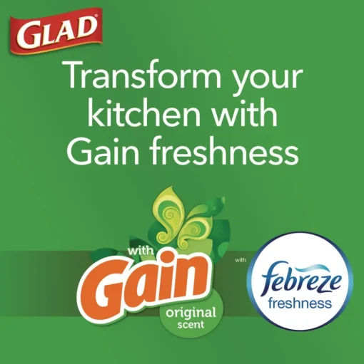 Glad ForceFlex 24 in. x 27.38 in. 13 Gallon Kitchen Drawstring Trash Bags - Gain Original Scent/White (240/Carton)