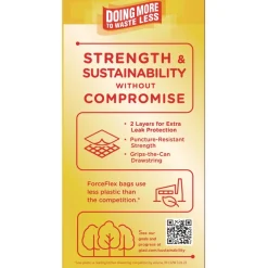 Glad ForceFlex 24 in. x 27.38 in. 13 Gallon Kitchen Drawstring Trash Bags - White Fresh Clean Scent (240/Carton)