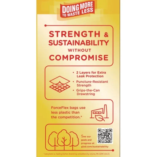 Glad ForceFlex 24 in. x 27.38 in. 13 Gallon Kitchen Drawstring Trash Bags - White Fresh Clean Scent (240/Carton)