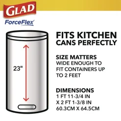 Glad ForceFlex 24 in. x 27.38 in. 13 Gallon Kitchen Drawstring Trash Bags - White Fresh Clean Scent (240/Carton)