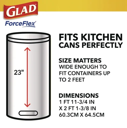 Glad ForceFlex 24 in. x 27.38 in. 13 Gallon Kitchen Drawstring Trash Bags - White Fresh Clean Scent (240/Carton)