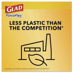 Glad ForceFlex Kitchen Drawstring Trash Bags, Drawstring, 13 gal, Unscented, 23.47 x 25.38, White, 110 Bags/Box, 3 Boxes/Carton