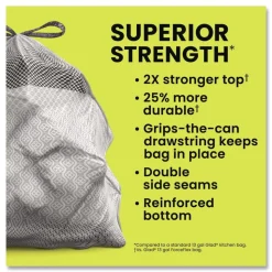 Glad ForceFlex MaxStrength 24 in. x 28 in. 13 Gallon Tall Kitchen Drawstring Trash Bags - Fresh Clean Scent/White (204/Carton)