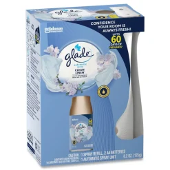 Glade Clean Linen Automatic Spray Starter Kit - White/Gold (4/Carton)