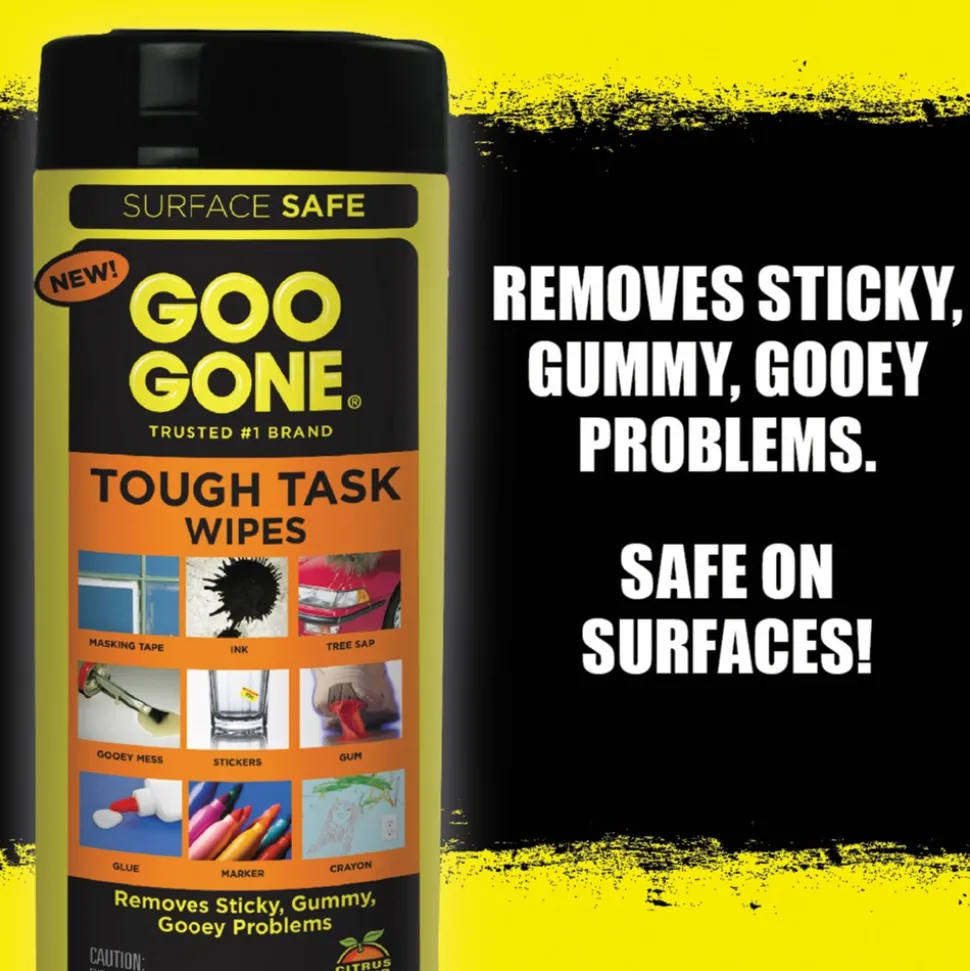 Goo Gone 1-Ply 8 in. x 7 in. Clean Up Wipes - Citrus Scent, White (4/Carton)