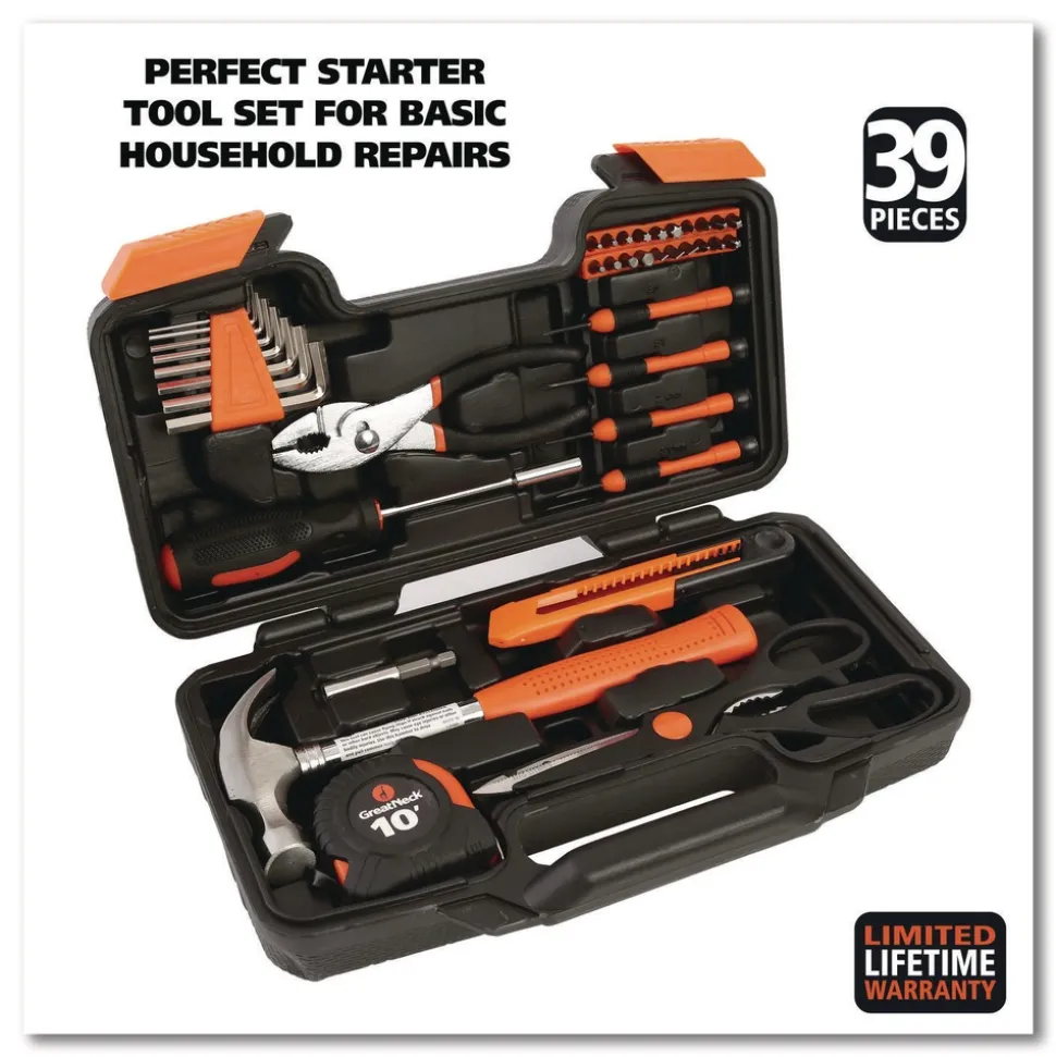 Great Neck 12.38 in. x 3 in. x 7.25 in. Homeowner's 39-Piece Tool Set with Carry Case