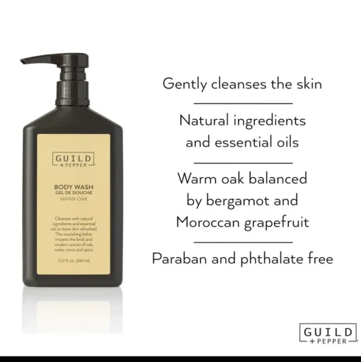 Guild+Pepper 12.2 oz Shower Gel - Warm Oak Scent (12/Carton)
