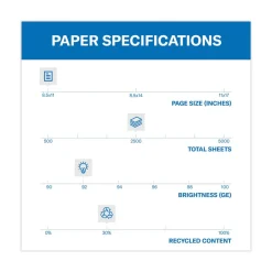 Hammermill 92 Bright 20 lbs. Bond Weight 8.5 in. x 11 in. Great White 30 Recycled Print Paper - White (5 Reams/Carton)