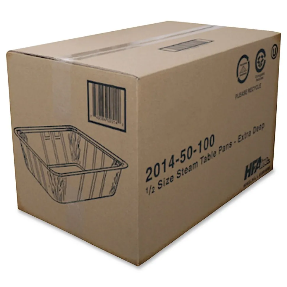 Handi-Foil 2014-50-100 10.31 in. x 12.69 in. x 4.19 in. Aluminum Steam Table Pans (100/Carton)