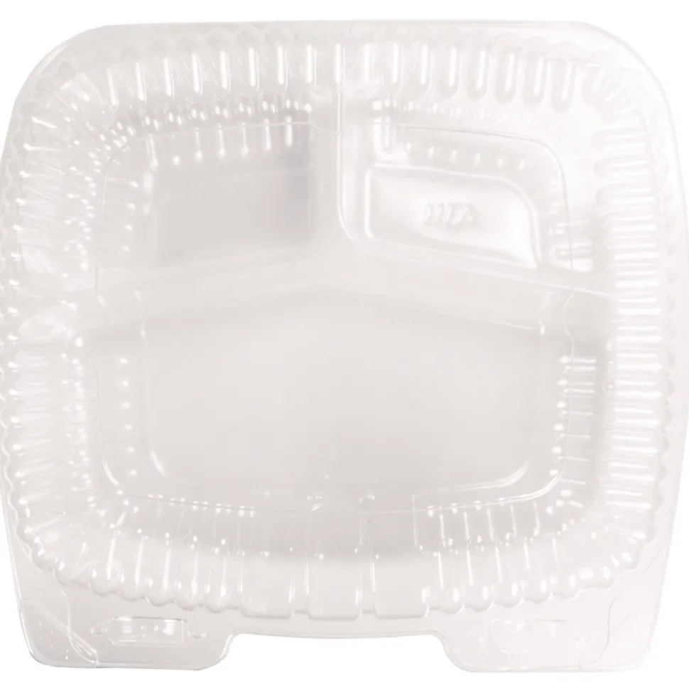 Handi-Foil HFA 6093S-250 8 in. x 3 in. x 8.87 in. Handi-Lock Plastic 3-Compartment Food Container - Clear (250/Carton)