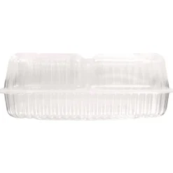 Handi-Foil HFA 6093S-250 8 in. x 3 in. x 8.87 in. Handi-Lock Plastic 3-Compartment Food Container - Clear (250/Carton)