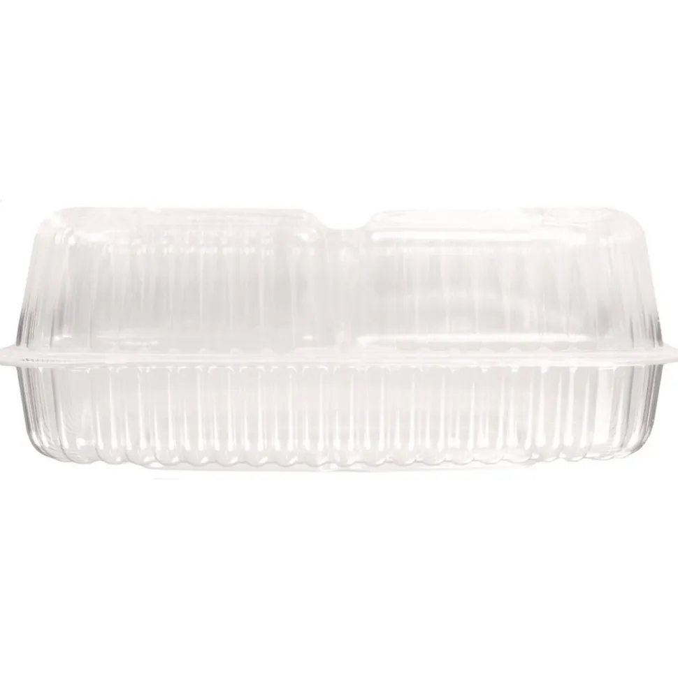 Handi-Foil HFA 6093S-250 8 in. x 3 in. x 8.87 in. Handi-Lock Plastic 3-Compartment Food Container - Clear (250/Carton)