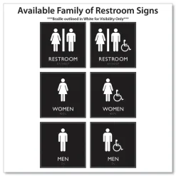 Headline Sign 8 in. x 8 in. Unisex Restroom Plastic ADA Sign - Clear/White