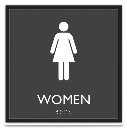 Headline Sign 8 in. x 8 in. Women Plastic ADA Sign - Clear/White
