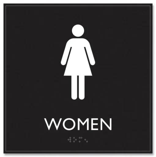 Headline Sign 8 in. x 8 in. Women Plastic ADA Sign - Clear/White