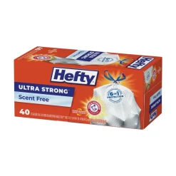 Hefty Ultra Strong 23.75 in. x 24.88 in. 13 gallon Drawstring Extra Heavy-Duty Tall Kitchen Trash Bags - White (240/Carton)