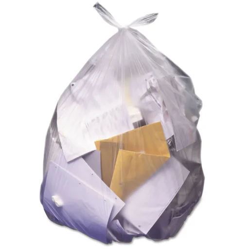 Heritage 40 in. x 48 in. 45 Gallon 14 mic High-Density Waste Can Liners - Natural (250/Carton)