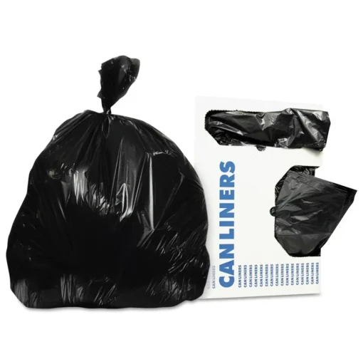 Heritage Low Density 56 Gallon 1.5 mil 43 in. x 47 in. Can Liners - Black (100/Carton)