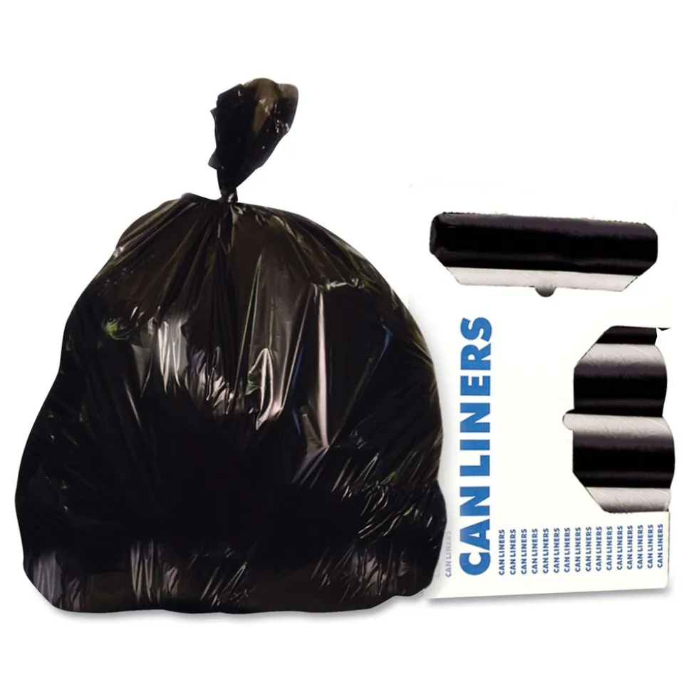 Heritage Low-Density 55 Gallon 1.5 mil 36 in. x 58 in. Repro Can Liners - Black (100/Carton)